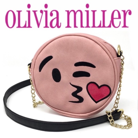 Olivia Miller Pink Taffy Kiss Emoji Crossbody Handbag Collection Purse Bag - Picture 4 of 11